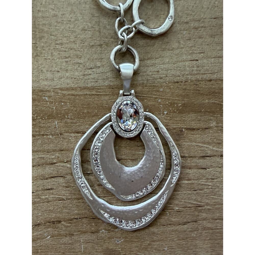 BRIGHTON Dream Big Necklace Large Pendant Crystals Reversible Silvertone - Picture 3 of 8